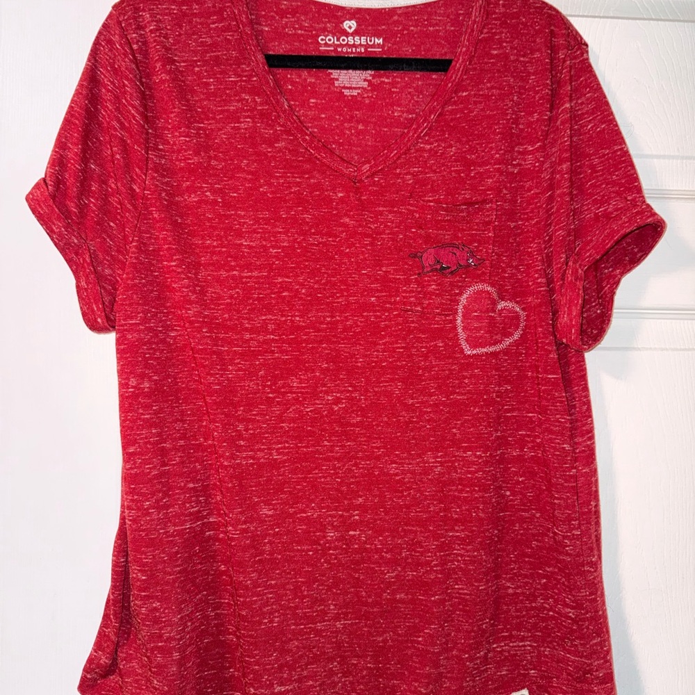 Colosseum Women's Red Heathered V-Neck Top
